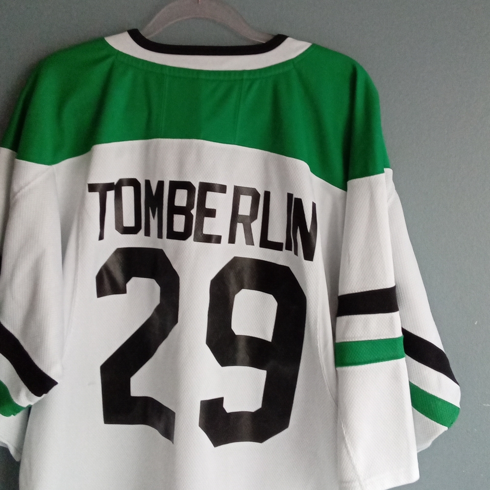 Mens Hockey Jersey‎ Tomberlin 29 Green White Black Lace Up Front